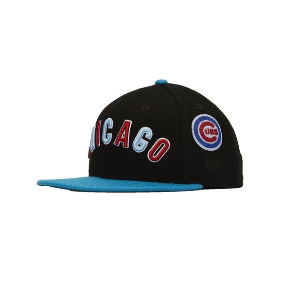 New Era 59Fifty Chicago Cubs Men's Fitted Hat Embroidered Black Blue Size‎ 7 NEW - Picture 1 of 8